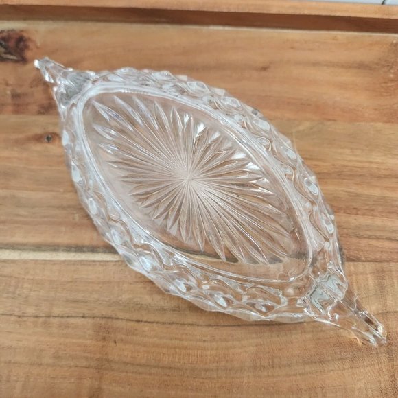 Fostoria Glassware American Clear Cubist Boat Relish Dish 8.5" - Picture 7 of 9